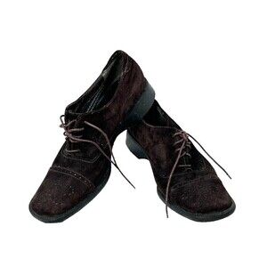 Bruno Magli Womens Size 8 Brown Suede Slip On Lace Up Casual Oxford Loafers